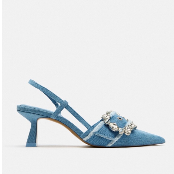 Zara Shoes - ZARA BUCKED DENIM SLINGBACK SHOES
